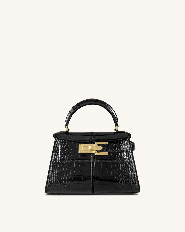 Top Handle Bag - Black Croc