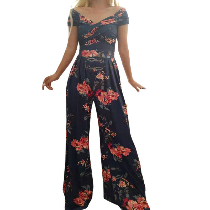 Floral Off Shoulder Wrap Jumpsuit