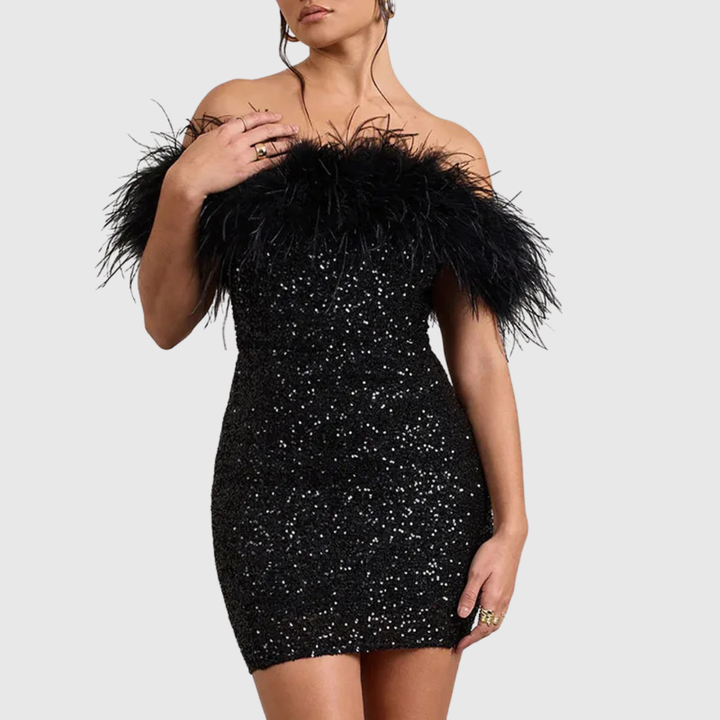 Elegant Off-Shoulder Glitter Dress