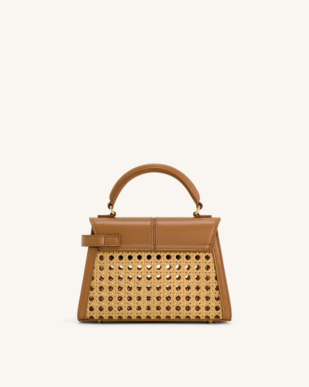 Woven Top Handle Bag - Brown