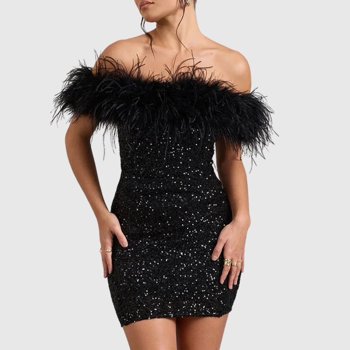 Elegant Off-Shoulder Glitter Dress