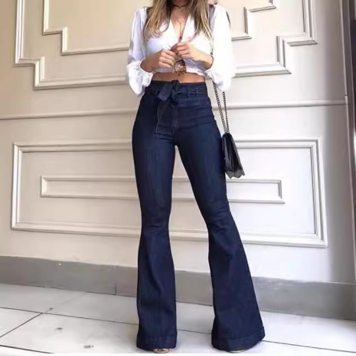 Vintage Wide Leg Lace-Up Flared Pants