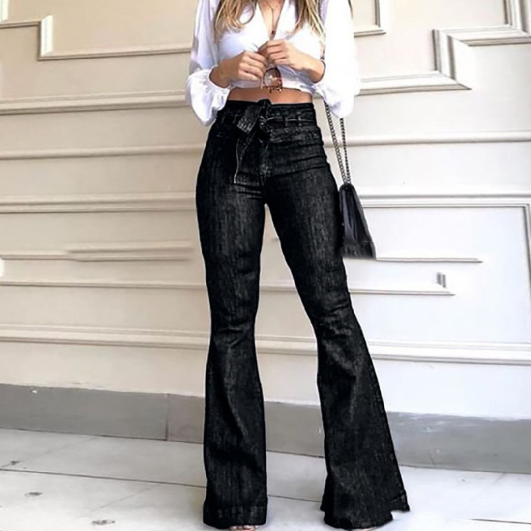 Vintage Wide Leg Lace-Up Flared Pants
