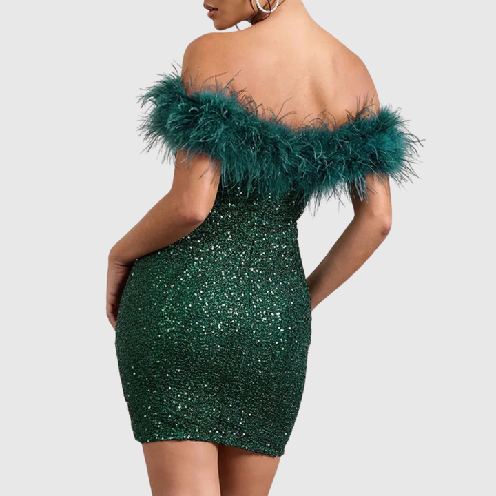 Elegant Off-Shoulder Glitter Dress