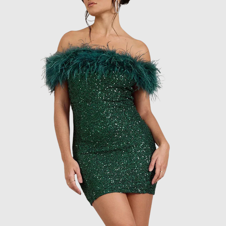 Elegant Off-Shoulder Glitter Dress