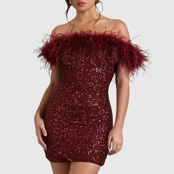 Elegant Off-Shoulder Glitter Dress
