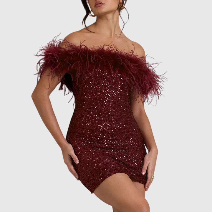 Elegant Off-Shoulder Glitter Dress