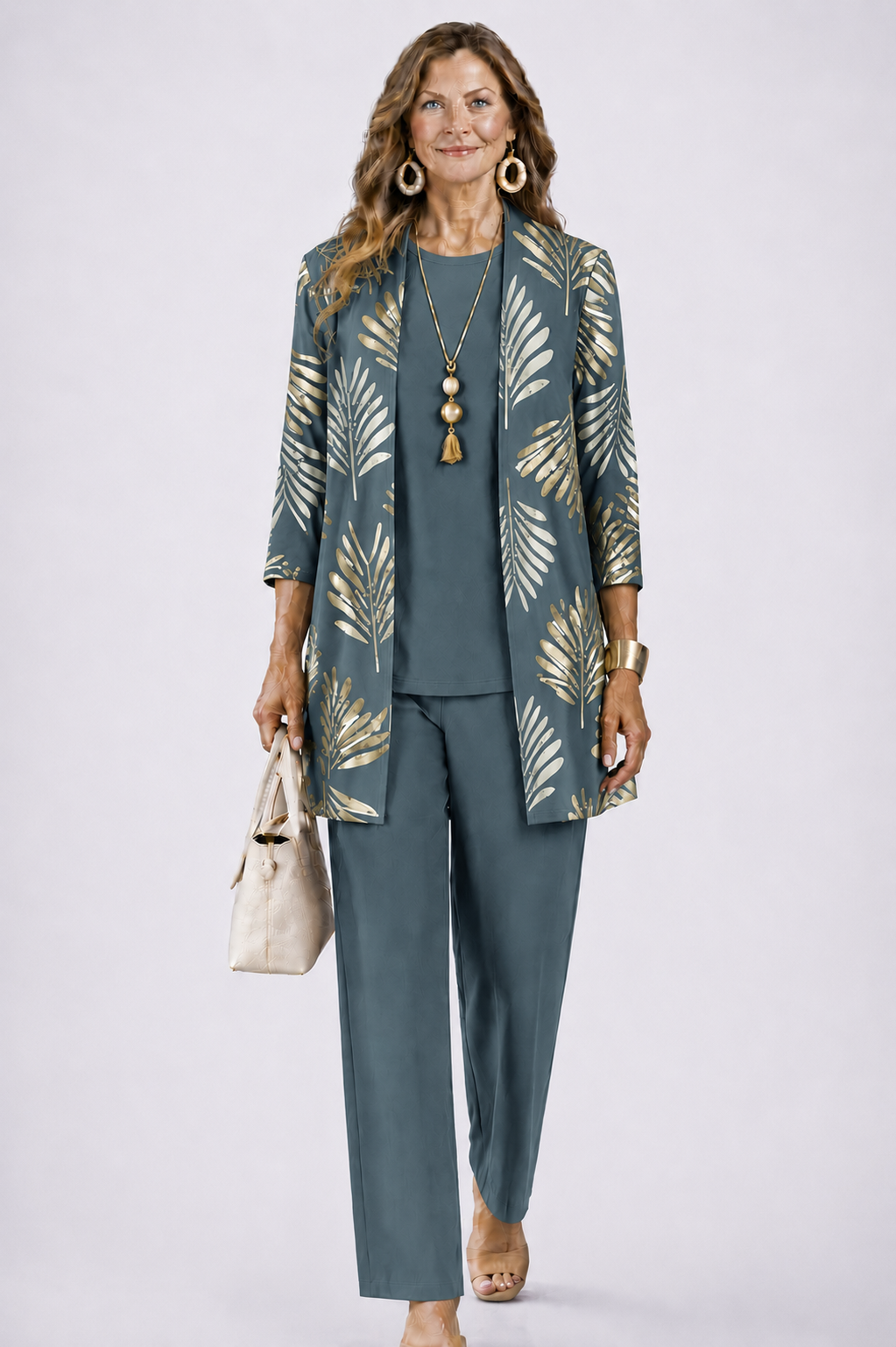 Relaxed Fit Loungewear Set with Cardigan and Wide Trousers