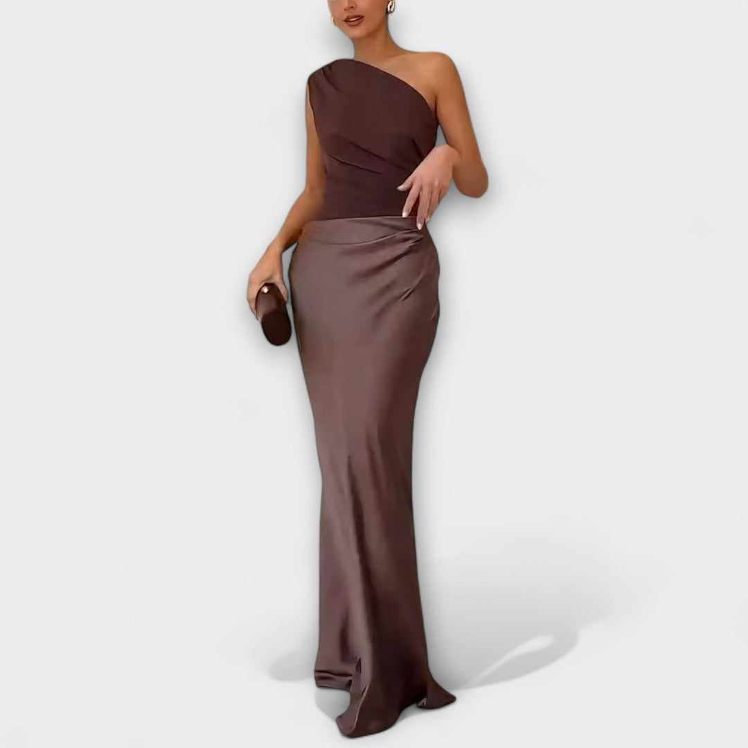 Elegant one-shoulder maxi dress