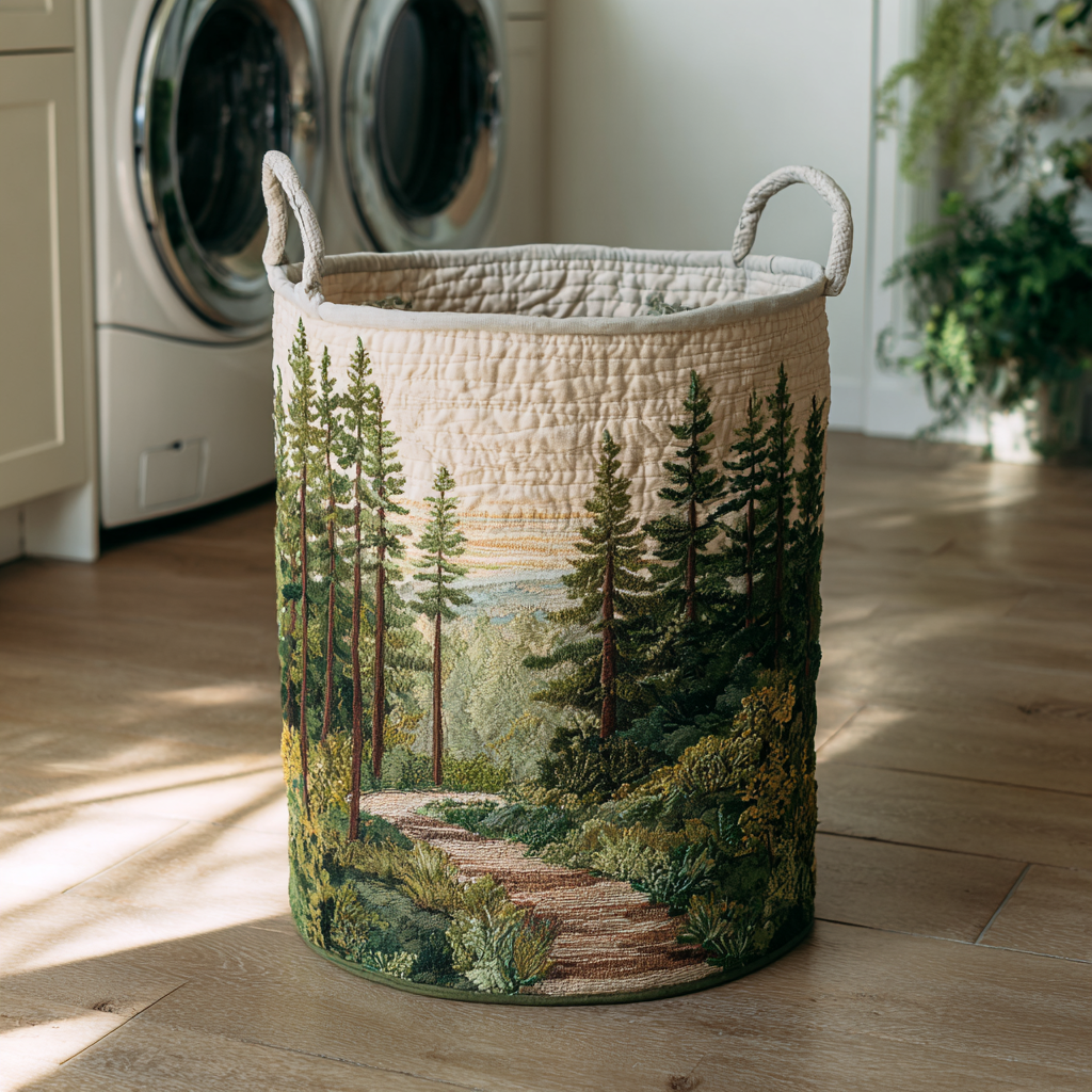 Forest Quilted Laundry Basket