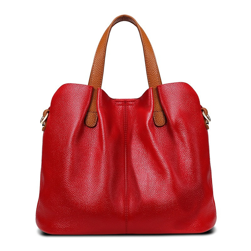 Genuine Leather Handbag with Litchi Grain