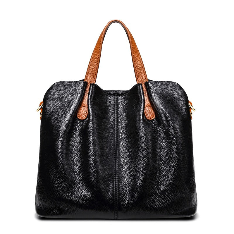 Genuine Leather Handbag with Litchi Grain