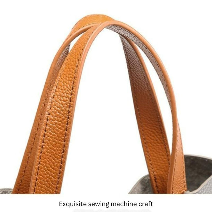 Genuine Leather Handbag with Litchi Grain