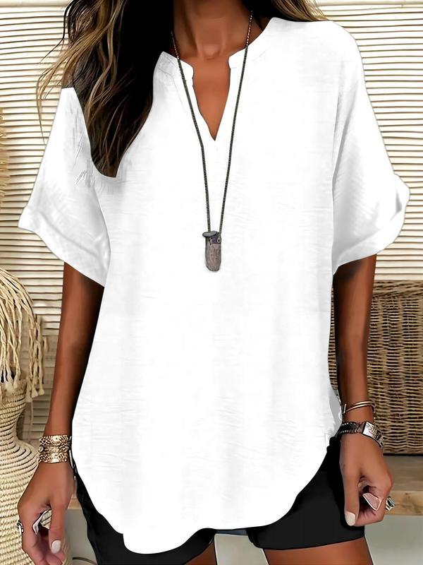 GENNEVA™ – Casual Plain Short Sleeve Blouse