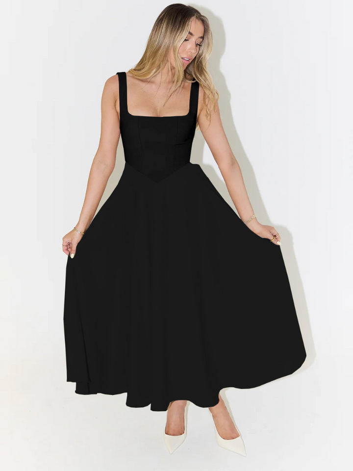 SVEA | Elegantes Midikleid mit eckigem Ausschnitt