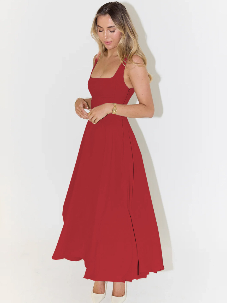 SVEA | Elegantes Midikleid mit eckigem Ausschnitt