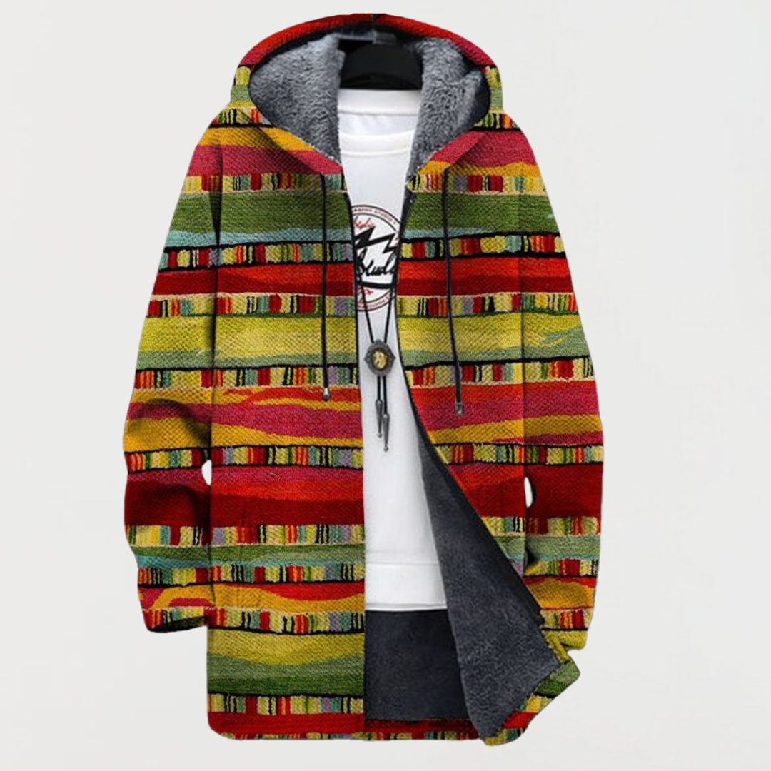 Silke™ | Hooded Jacket with Ethnic Stripes