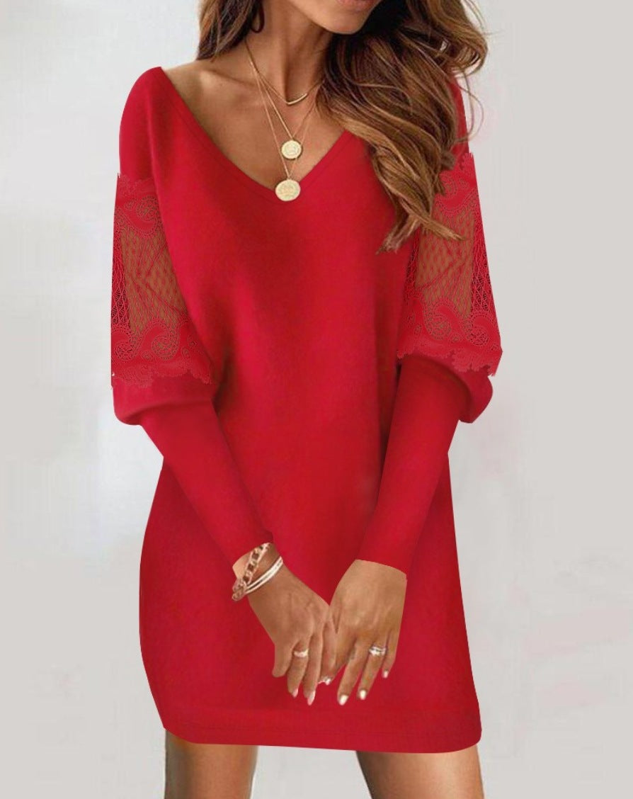 SVEA | Elegantes Spitzenkleid mit V-Ausschnitt