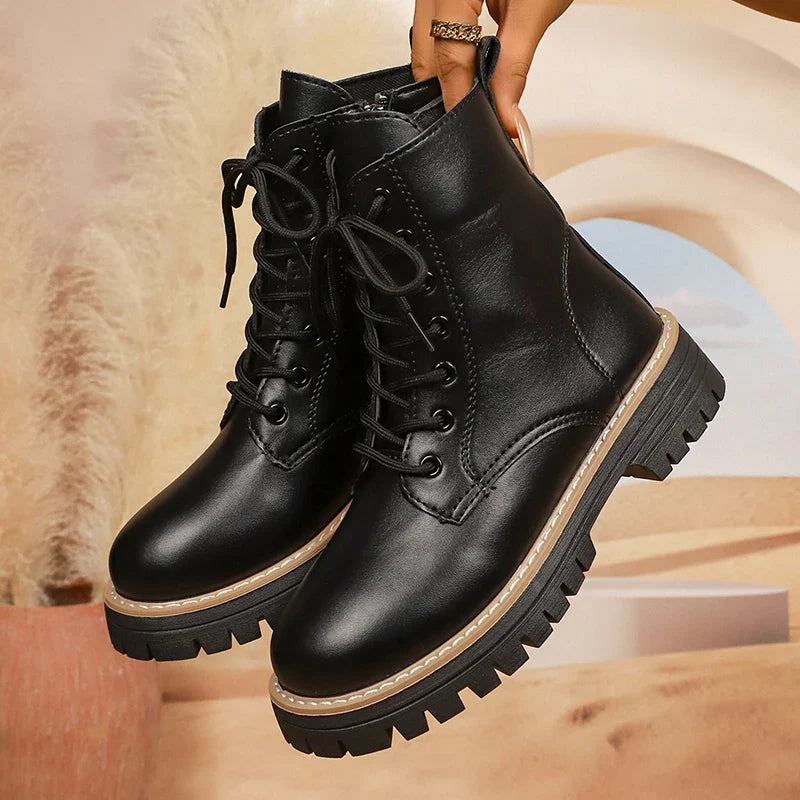 Women's Black Platform Combat Boots – Cendrane