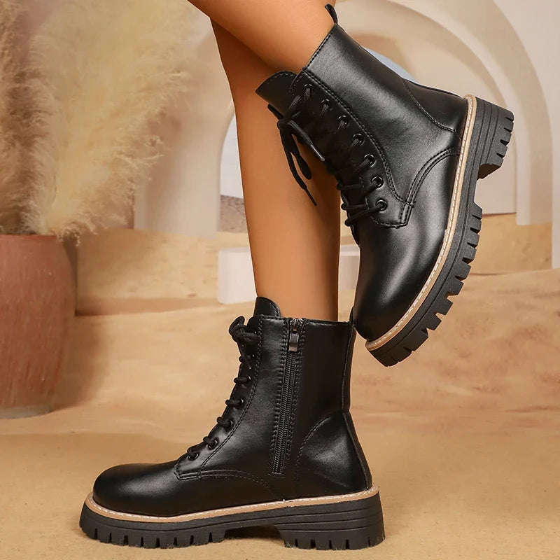 Women's Black Platform Combat Boots – Cendrane
