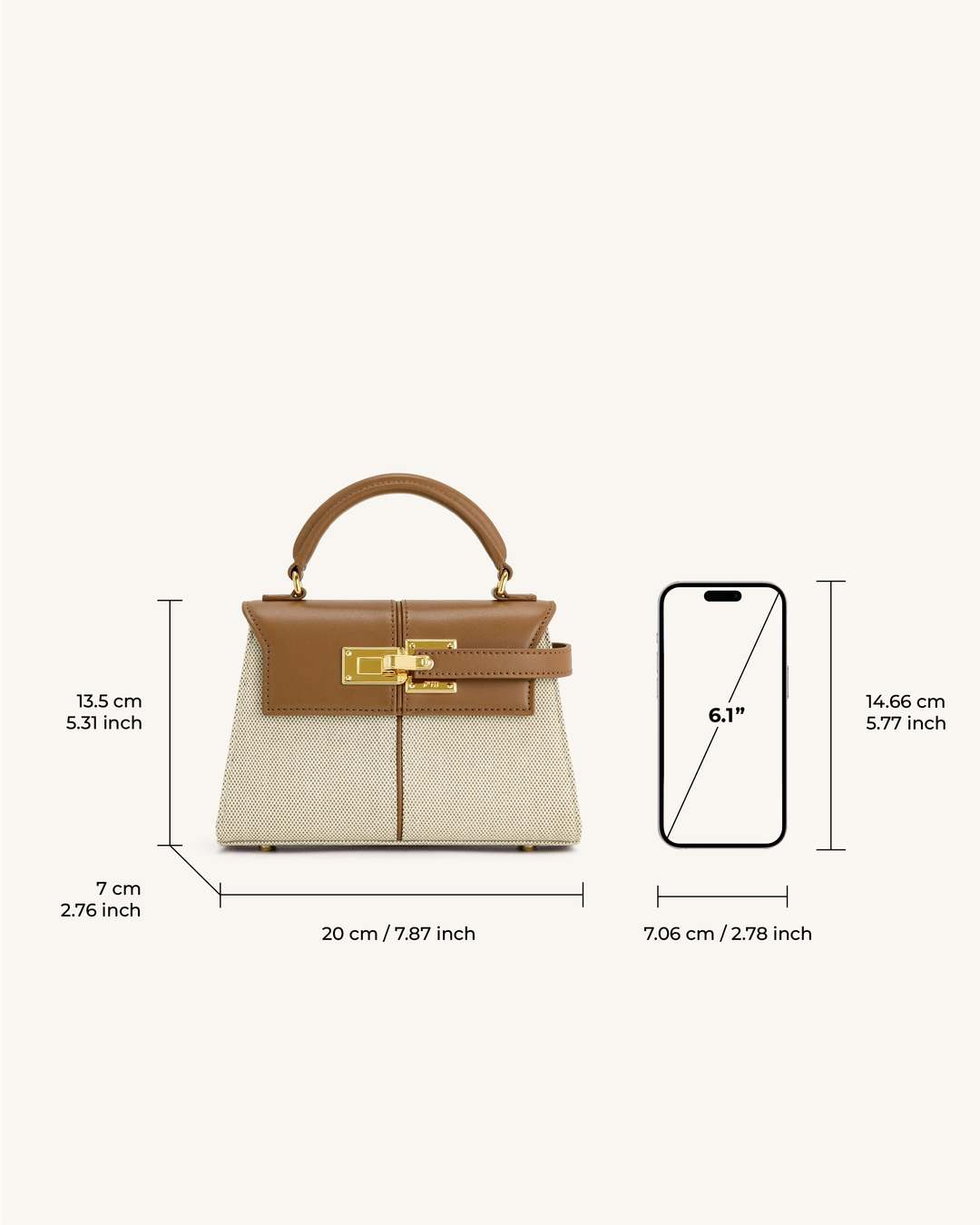 Top Handle Bag - Brown Canvas