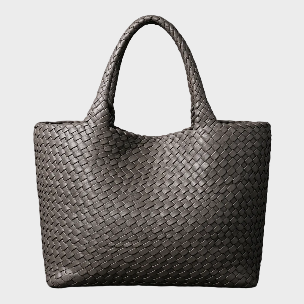 Jane | Woven Shoulder Tote in Microfiber Leather