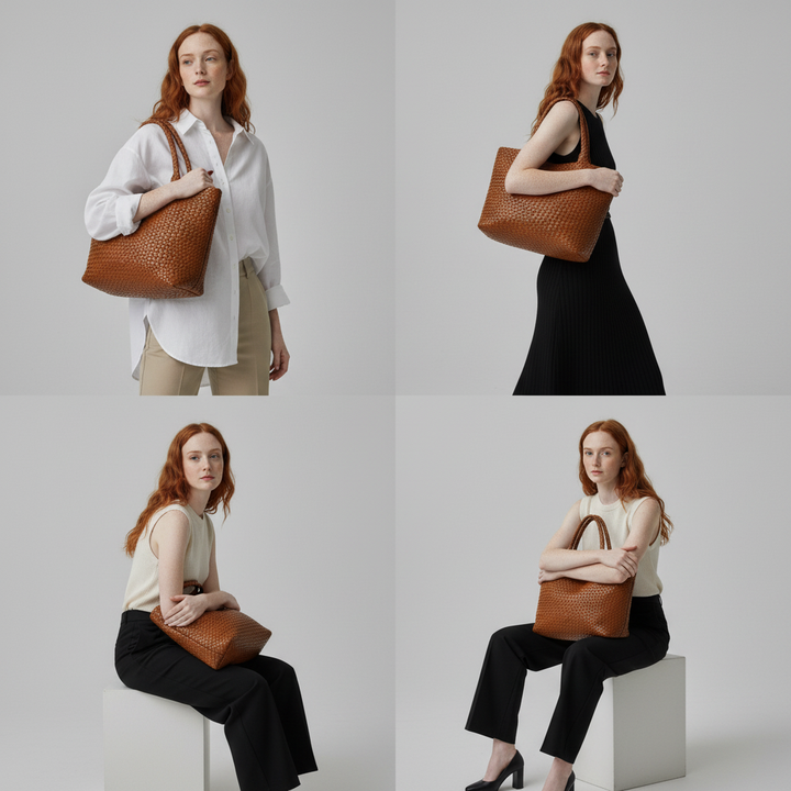 Hand-Woven Leather Tote