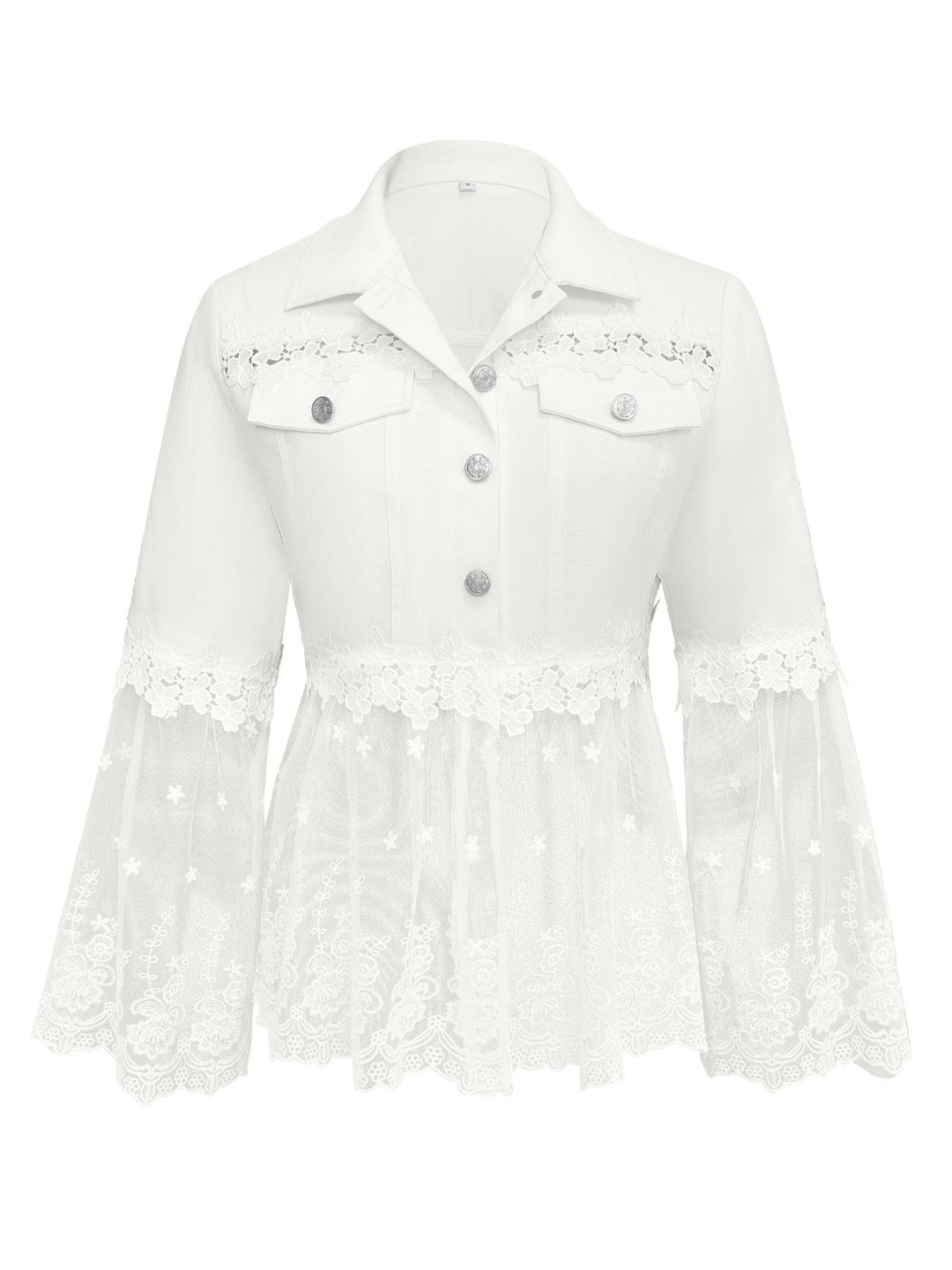 Susanne™ | White Jacket with Openwork Flounce