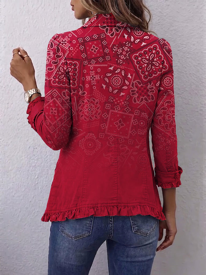 Martina™ | Red Blazer with Bandana Pattern