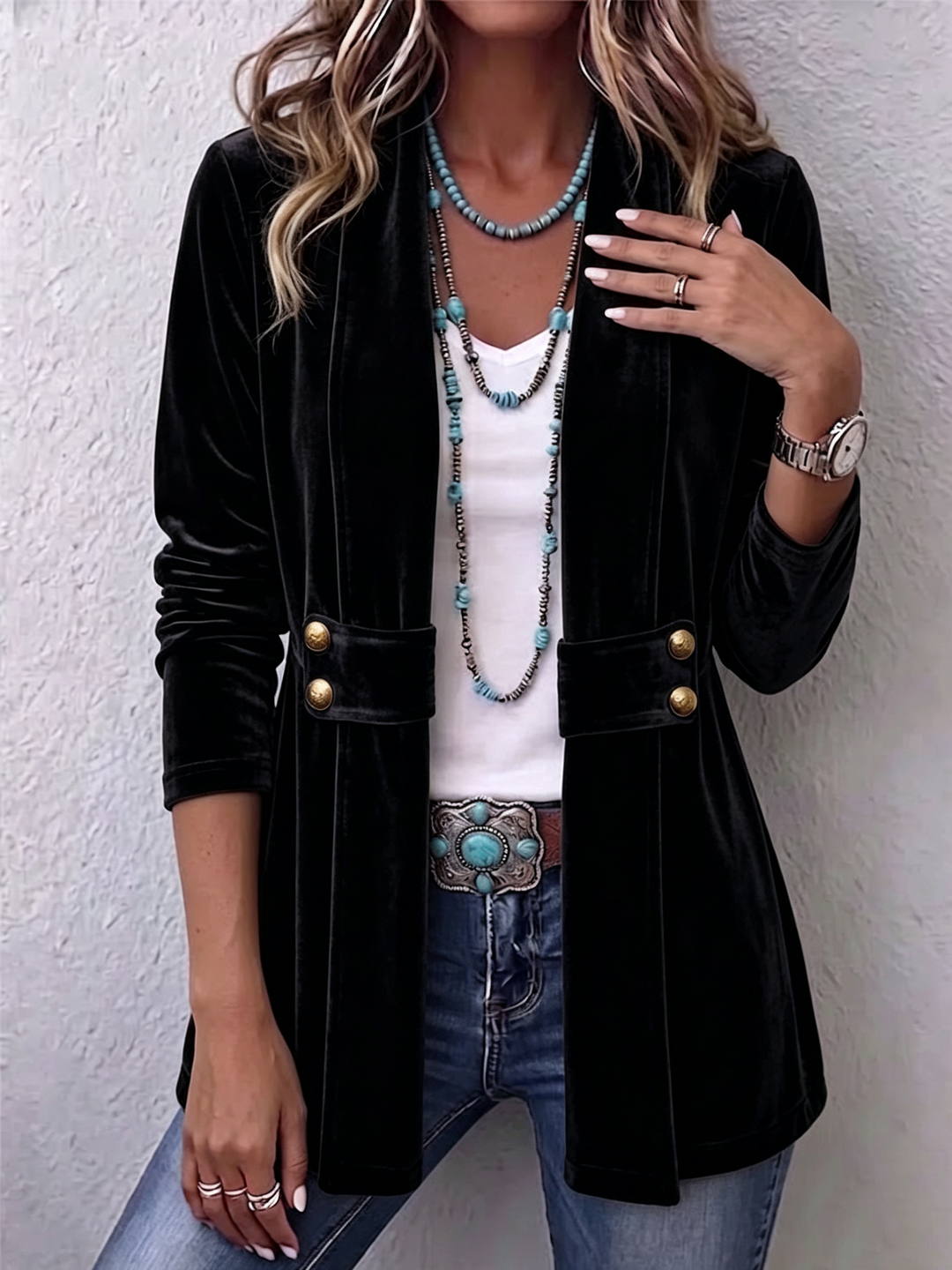 Katrin™ | Open Blazer with Shimmer
